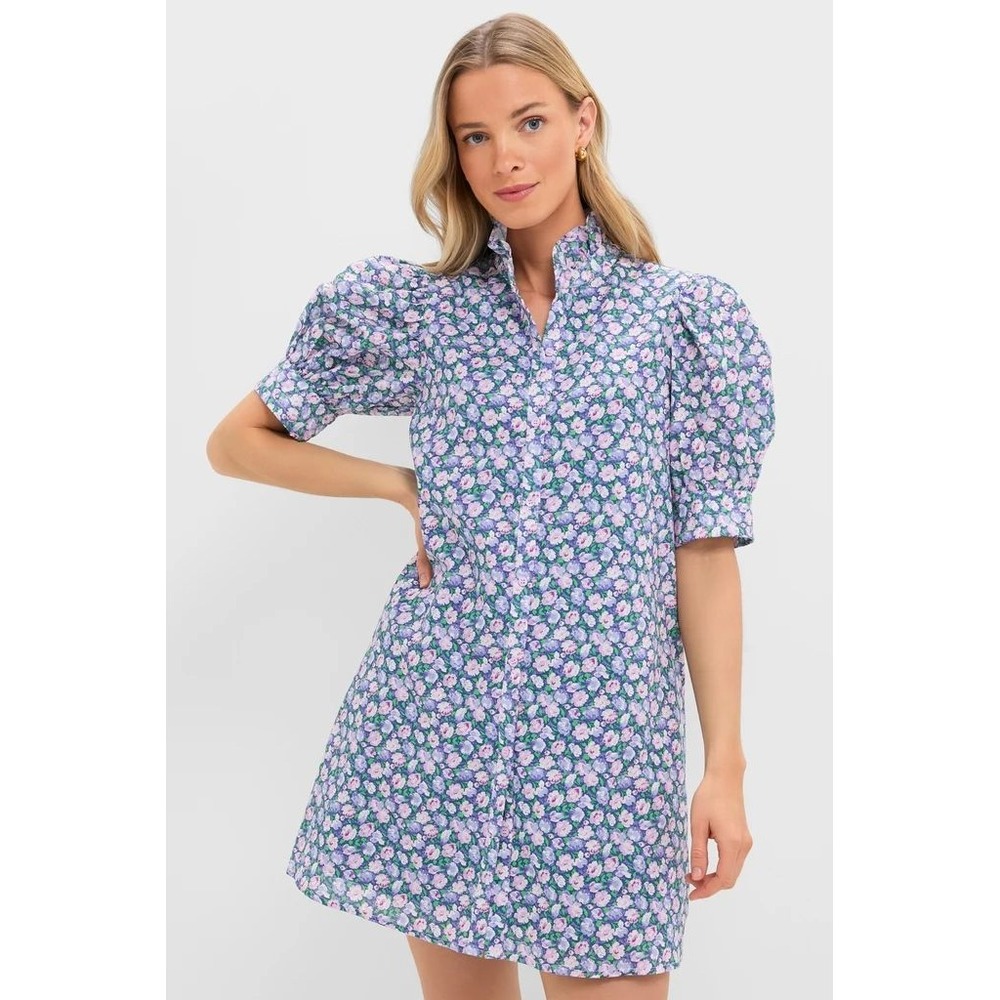 Hyacinth House Lilac Ditsy Floral Louisa Mini Dress Puff Sleeve Cottagecore XL